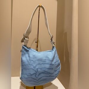 Fendi Oyster Bag in Blue Animal Print with White leather accent